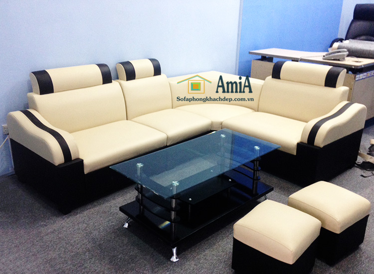 Sofa da góc mini giá rẻ cỡ nhỏ cho nhà nhỏ AmiA SFD074