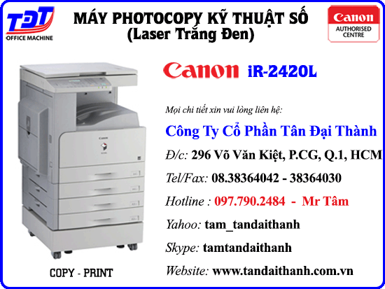Photocopy Canon iR 2420L giá rẻ, Canon IR 2420L hàng chính hãng