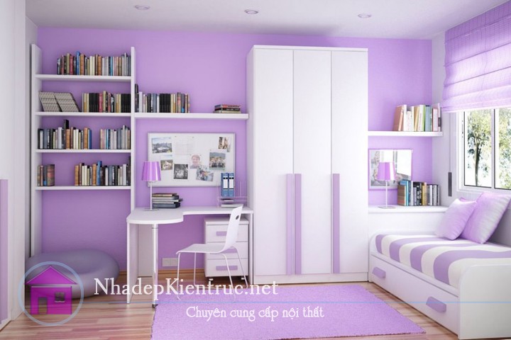 Ấn tượng với cách trang trí phòng ngủ với màu tím
